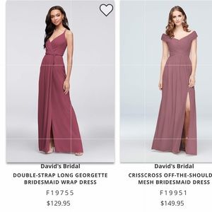David’s Bridal Double Strap Georgette Wrap Dress